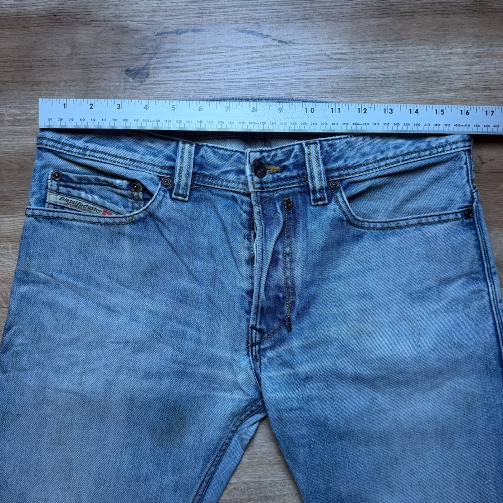 Diesel Safado Jeans Mens 29x34 Light Blue Slim Straight Distressed Denim 0073P - Picture 15 of 16